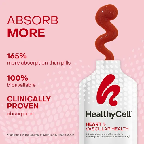Vista 2 de Healthycell Heart & Vascular Health Suplemento líquido diario – Apoyo cardiovascular con polvo de raíz de remolacha, resveratrol, CoQ10, Omega-3