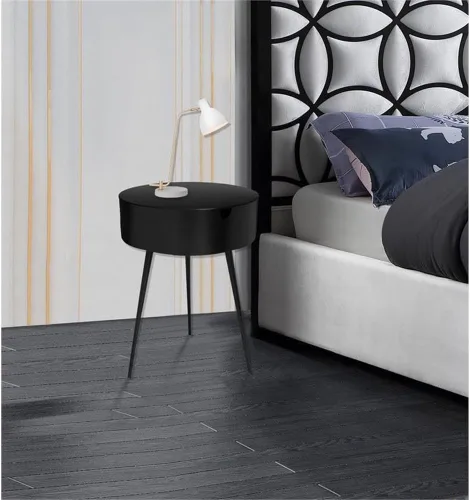 Vista 2 de Meridian Furniture Bali Collection Modern Mesita de noche contemporánea de metal duradero, 16 pulgadas de ancho x 16 pulgadas de profundidad x 23