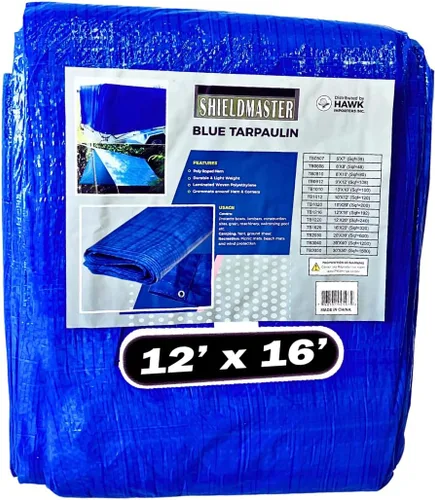 Vista 15 de SHIELDMASTER Cubierta de lona de polietileno azul de 5 x 7 pies 5 mil de grosor Lona 100% impermeable, resistente a los rayos UV, a prueba