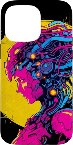 Vista 21 de Funda estilo anime futurista Cyberpunk para iPhone 16 Robot Woman