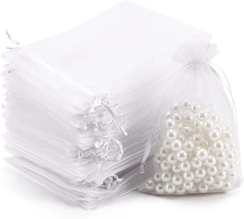 Vista 17 de 100 bolsas de organza – Bolsas de joyería de 4 x 6 pulgadas con cordón, malla negra para embalaje de regalo, fiesta, boda, festivo