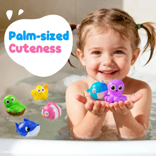 Vista 5 de Juguetes de baño iluminados, juguetes de piscina para niños de 1, 2, 3 años, juguetes de baño activados por agua para niños de 1 a 3 años, juguetes