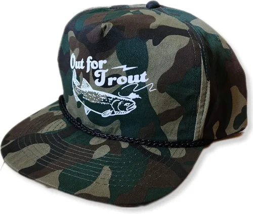 Vista 8 de ThatsRad Out for Trout Camionero Camuflaje Sombrero Visera Cuerda Snapback Camo Pesca Mosca