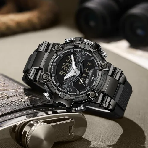 Vista 2 de findtime Relojes de diseñador genial para hombre, color azul, gran cara, relojes para hombres, electrónico único, deportivo, militar, audaz