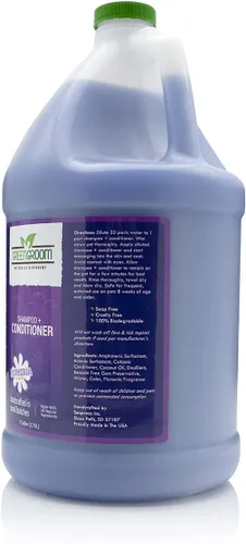 Vista 2 de Green Groom Champú para perros Plus acondicionador, 1 galón Todos los ingredientes naturales, desenreda y fortalece, renueva la humedad, 2 en 1
