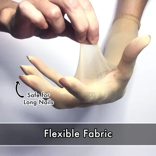 Vista 3 de Nude Illusion Second Skin - Guantes transparentes sin costuras con costura superior elástica en beige, bronceado sobre el codo unisex