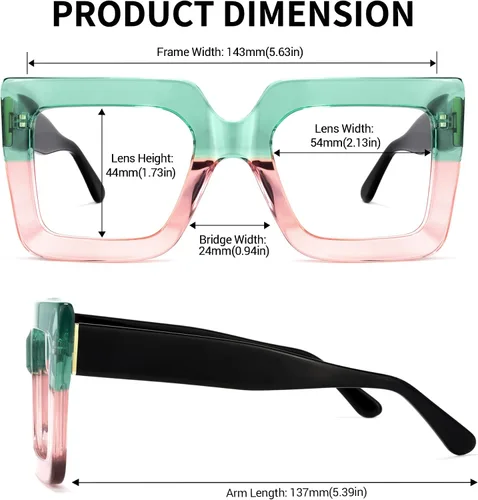 Vista 3 de Zeelool Elegantes gafas cuadradas de gran tamaño con bloqueo de luz azul para mujer, 100% protección UV400, Brandon VFP0306