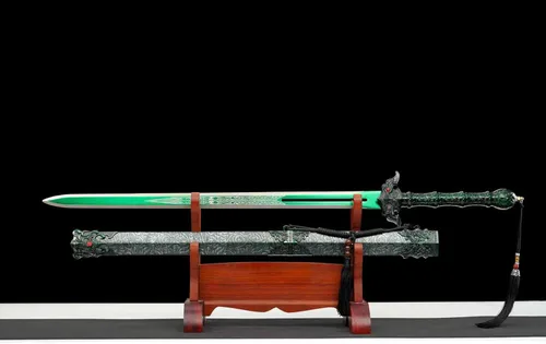 Vista 3 de Espada china Han Jian alto manganeso acero afilado hoja bestia protector de Verde