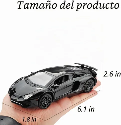 Vista 5 de iLooboo Vehículo de juguete coleccionable de aleación Aventador negro con luces y sonido