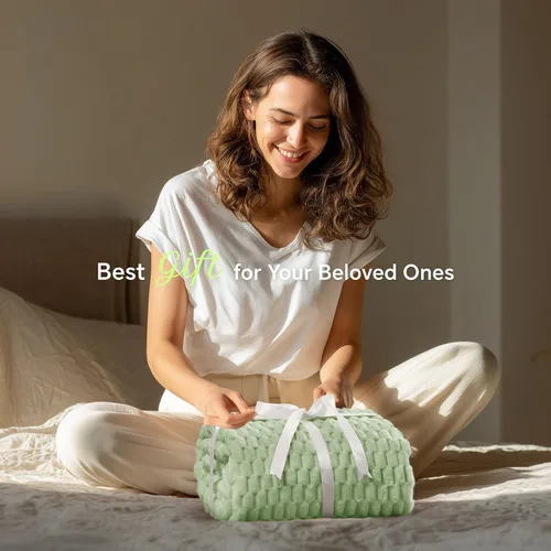Vista 124 de BEDELITE Manta de forro polar para sofá y cama, manta decorativa de jacquard 3D de almendra, súper suave y acogedora, manta mullida cálida adecuada