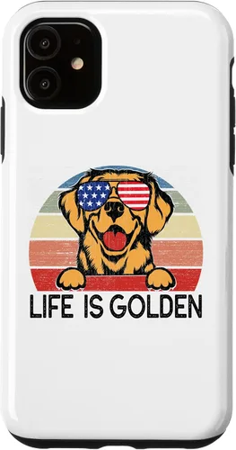 Vista 6 de Carcasa dorada para iPhone 12 mini Golden Retriever Dogs Life is Golden
