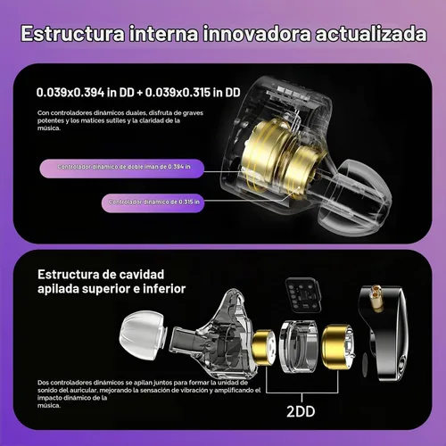 Vista 3 de KZ - Auriculares con monitor de oído con micrófono, auriculares de graves mejorados de alta fidelidad, IEMs de aislamiento de ruido, auriculares