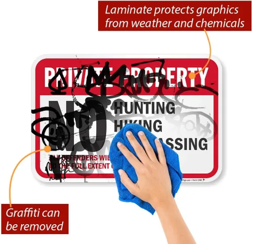 Vista 7 de SmartSign Letrero de "Propiedad privada - No Hunting, Senderismo, Trespassing, Offenders Prosecuted" 12" x 18" 3M Aluminio reflectante de grado