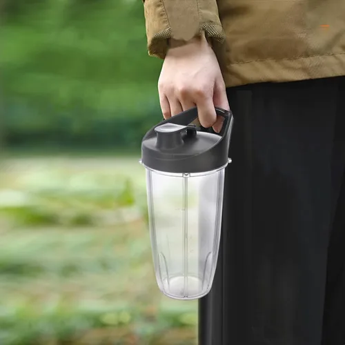 Vista 6 de Licuadora personal de 1000 W con 2 tazas y cuchillas dobles para batidos y café