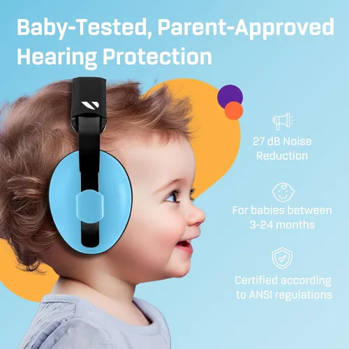 Vista 2 de Vanderfields Protección de oídos para bebés y niños pequeños - Orejeras para bebés con protección contra el ruido infantil - 21dB NRR - Edad 3 meses