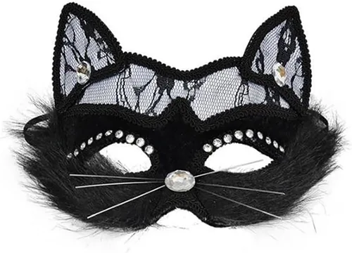 Vista 3 de Himine 2 piezas máscara de encaje para gatos de fiesta de mascarada