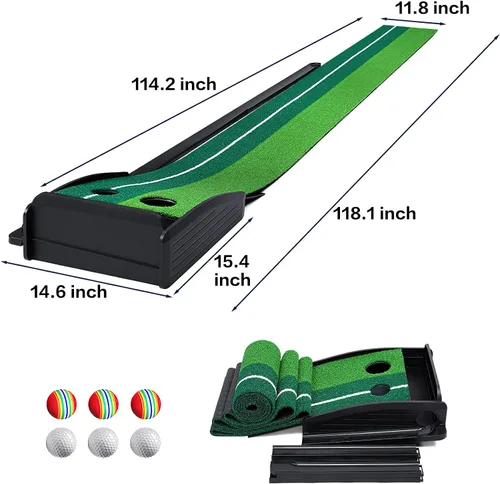 Vista 2 de Dollox Putting Green - Alfombrilla de Putting de Golf para Interiores, Alfombrilla con Retorno Automático de Pelota, Set de Mini Golf Accesorios