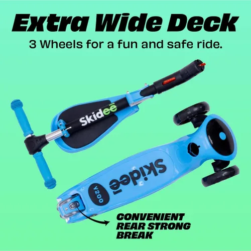 Vista 3 de SKIDEE Kick Scooter for Kids Ages 3-5 Foldable 3 Wheel Scooter with Lean-to-Steer, Adjustable Height, Removable Seat & LED Light Wheels Toddler