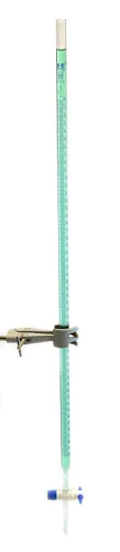 Vista 2 de EISCO Burette, 50mL - Clase B - con llave de paso de PTFE - Graduaciones azules - Vidrio de borosilicato