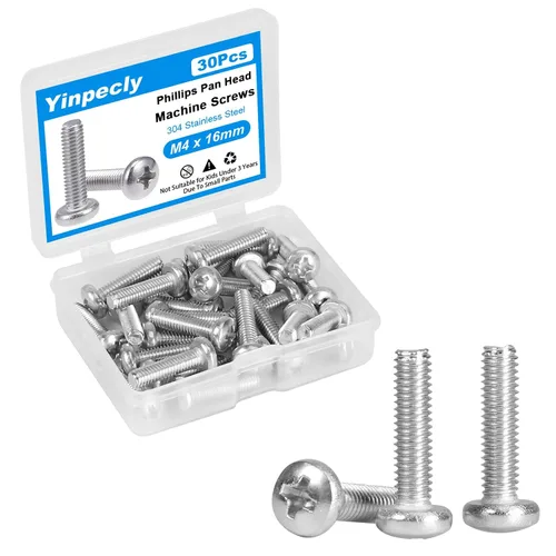 Vista 12 de 20 tornillos de máquina de cabeza plana M4 x 1.575 in acero