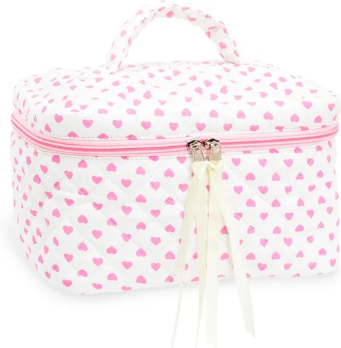 Vista 56 de Quilted Makeup Bag for Women, Travel Cosmetic&Toiletry Bag,Blue Flower