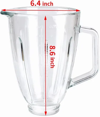 Vista 2 de Anbige Piezas de recambio Tarro redondo de vidrio con tapa, compatible con Hamilton Beach Blenders (6 tazas)