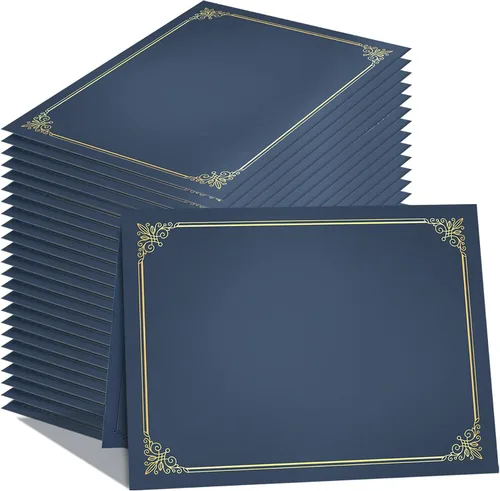 Vista 10 de GNL Soportes para certificados - 10 paquetes de soportes para diplomas negros, cubiertas para certificados con borde de lámina dorada, para papel