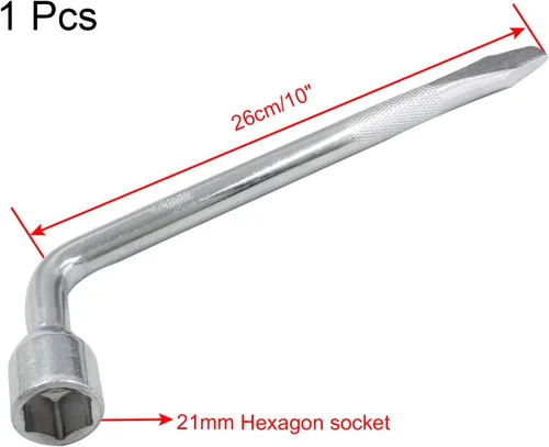 Vista 2 de Piutouyar Llave de neumático de repuesto para automóvil de 0.827 in, llave de neumático resistente, herramienta de reparación en forma de L