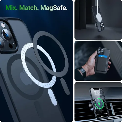 Vista 8 de TORRAS Funda para iPhone 13 Pro Max [compatible con MagSafe] [probada en caídas de grado militar de 12 pies] magnética, translúcida, a prueba