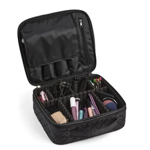 Vista 7 de Scünci by Conair - Estuche de maquillaje para maquillaje, bolsa de maquillaje, organizador de viaje para mujeres, color negro