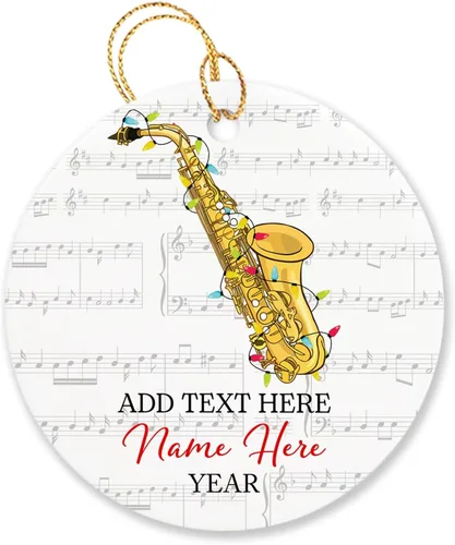 Vista 14 de Adorno de Navidad personalizado de acordeonista que toca acordeón, nombre personalizado y año, adorno de Navidad para acordeonista, instrumento