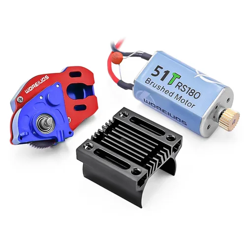 Vista 14 de Motor RC 050 50T Motor cepillado con caja de cambios de transmisión de aleación de aluminio para Axial SCX24 AXI00002 AXI00001 AXI90081 AXI00006 Azul