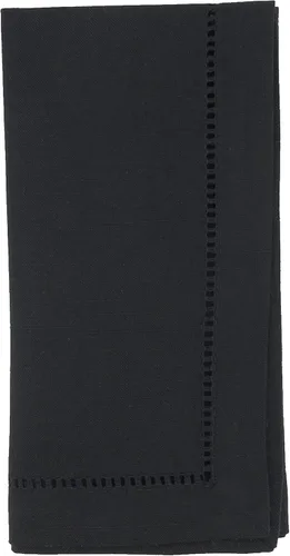 Vista 79 de SARO LIFESTYLE Servilleta de cóctel con borde cosido (juego de 12), negro, 6"x6