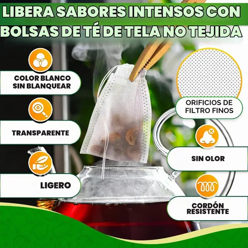 Vista 3 de Bolsas de té desechables para té de hojas sueltas, 400 unidades, 3.62 x