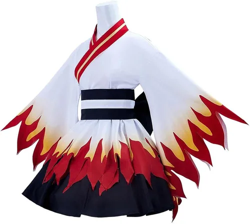 Vista 2 de BYHai Rengoku Kyoujurou - Disfraz de cosplay de anime japonés Lolita kimono sirvienta de sirvienta uniforme para adultos