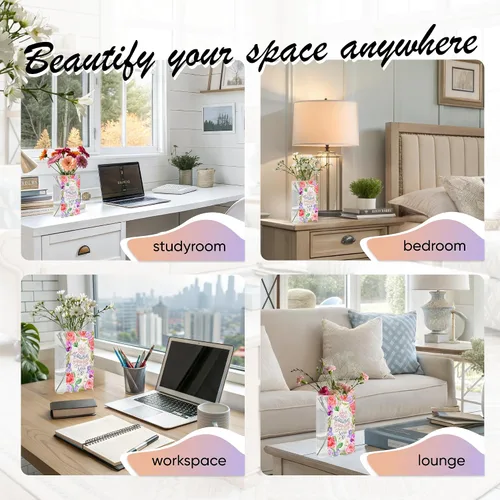 Vista 2 de Skywin Jarrón de Libros Acrílico, Jarrón de Libros para Flores, Decoración del Hogar, Centros de Mesa y Regalos de Inauguración de la Casa Estampado