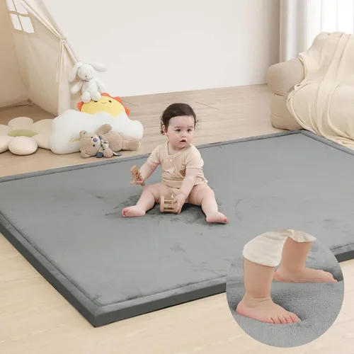 Vista 39 de Huloo Sleep - Tapete de juego para la habitación de bebés y niños pequeños, anticaídas, de espuma elástica de 1.3" de grosor, 28" x 72", terciopelo