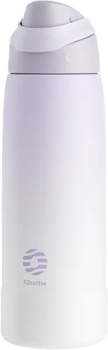 Vista 14 de FJbottle Botella de agua aislada de acero inoxidable, 24 onzas, sin popote, botella de agua deportiva a prueba de fugas con asa ajustable para Azul
