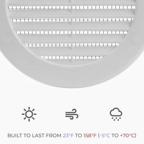 Vista 5 de Paquete de 10 cubiertas redondas de ventilación de aire de 4 pulgadas – Deflector de ventilación de aire Soffit de plástico blanco con malla