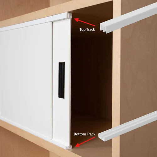Vista 4 de Riel de puerta corredera de panel de 1/8 pulgadas, juego superior e inferior de plástico blanco de 36 pulgadas, fabricado en Estados Unidos, paquete