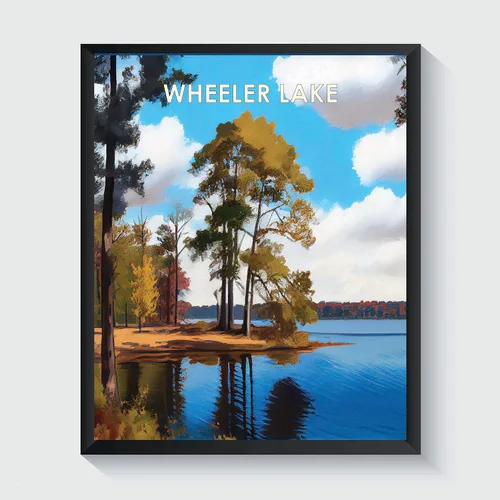 Vista 44 de Yellowstone Lake - Póster impreso artístico, ilustración, arte de pared, decoración de paisaje retro, paisaje, obra de arte para decoración de Lago