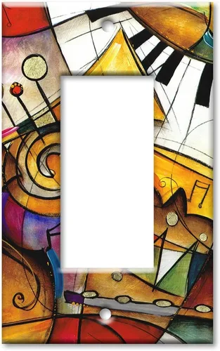 Vista 5 de Art Plates - Placa decorativa de pared de metal con palanca de doble pandilla - Teclado - (fabricado en Estados Unidos)
