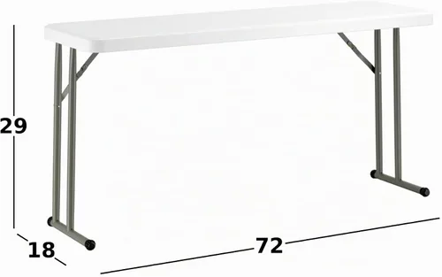 Vista 3 de Mesa plegable de 18 x 72 pulgadas, mesa plegable de plástico blanco granito para entrenamiento y eventos, mesa plegable delgada, mesa plegable