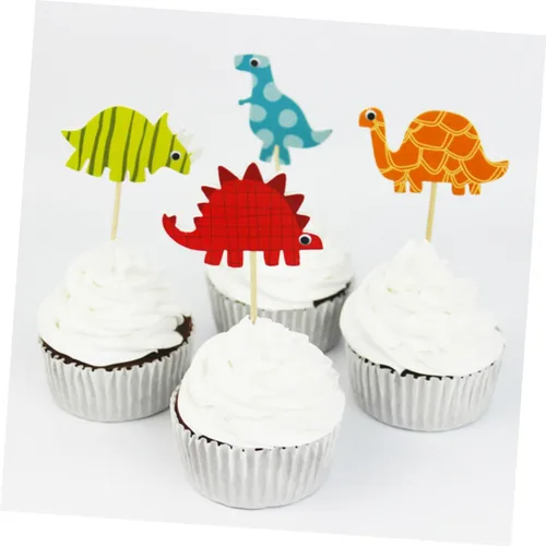 Vista 3 de 96pcs Dinosaur Cake Toppers Birthday Party Dessert Decorations