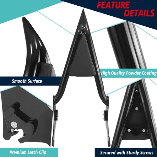 Vista 3 de YHMOTO Respaldo de pasajero extraíble Sissy Bar de 22" Pulgadas con kits de hardware de acoplamiento Compatible con modelos Harley Touring 2014-2025