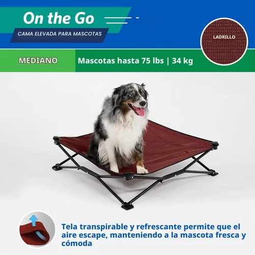 Vista 6 de Coolaroo On-The-Go Cama Elevada para Perros - Cama Plegable Emergente de Viaje para Perros con Tela Transpirable, Resistente a la Humedad, Bolsa