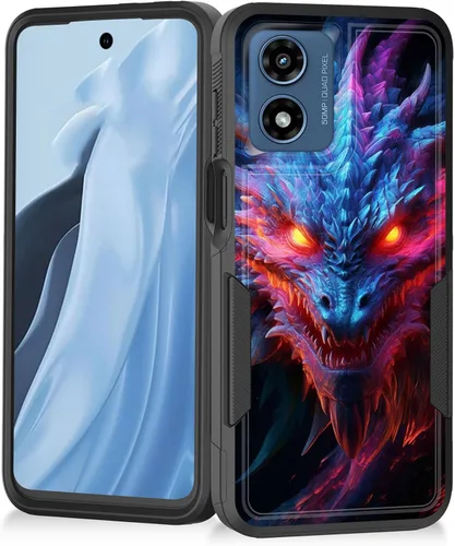 Vista 122 de Funda para Moto G Play 4G 2024, resistente de doble capa híbrida de policarbonato duro, goma suave, a prueba de golpes, funda protectora resistente