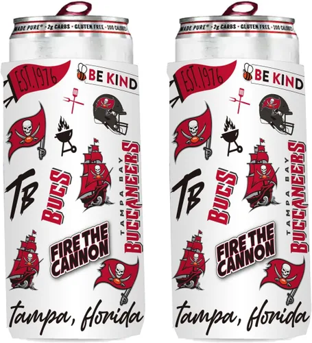 Vista 25 de Paquete de 2 soportes para latas de fútbol de 12 onzas, delgado y delgado, aislador de bebidas Huggie Cooler Coozies (Arizona (cardenales))
