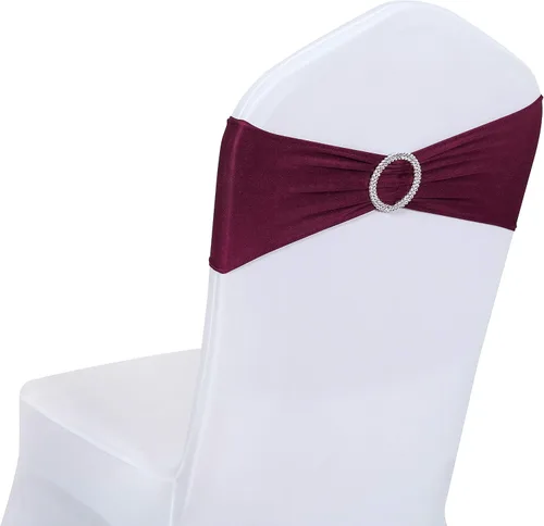 Vista 14 de Obstal 10 cintas elásticas de elastano para sillas de recepción de boda, bandas elásticas universales para silla con hebilla deslizante