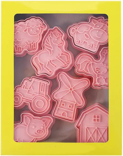 Vista 8 de Juego de sellos de galletas de animales de granja de dibujos animados, juego de sellos de galletas de fondant, cortadores de galletas de pastelería